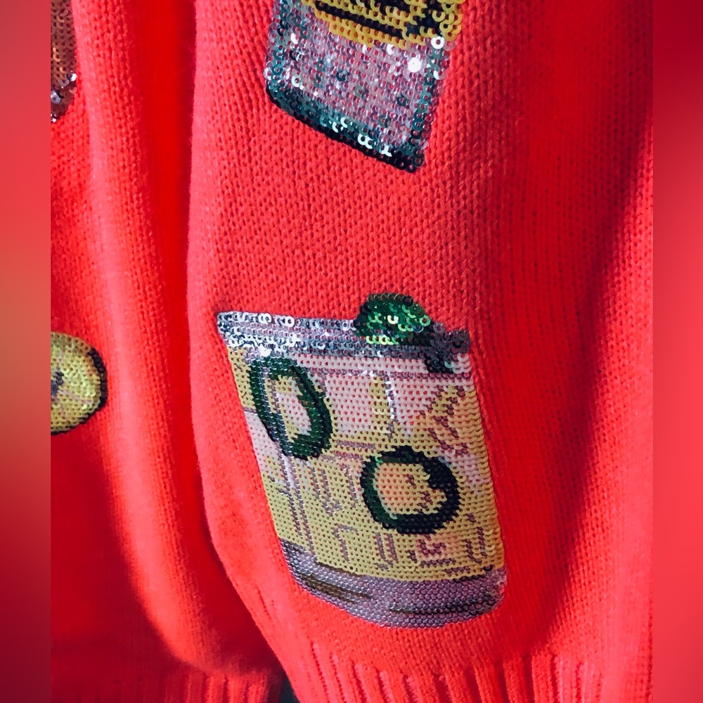 Queen of Sparkles Bright Orange 🍹 Cocktail Women's Cardigan - Picture 5 of 11